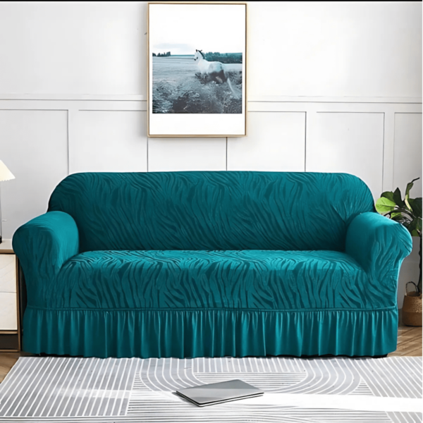 Zebra Velvet Sofa Cover Blue